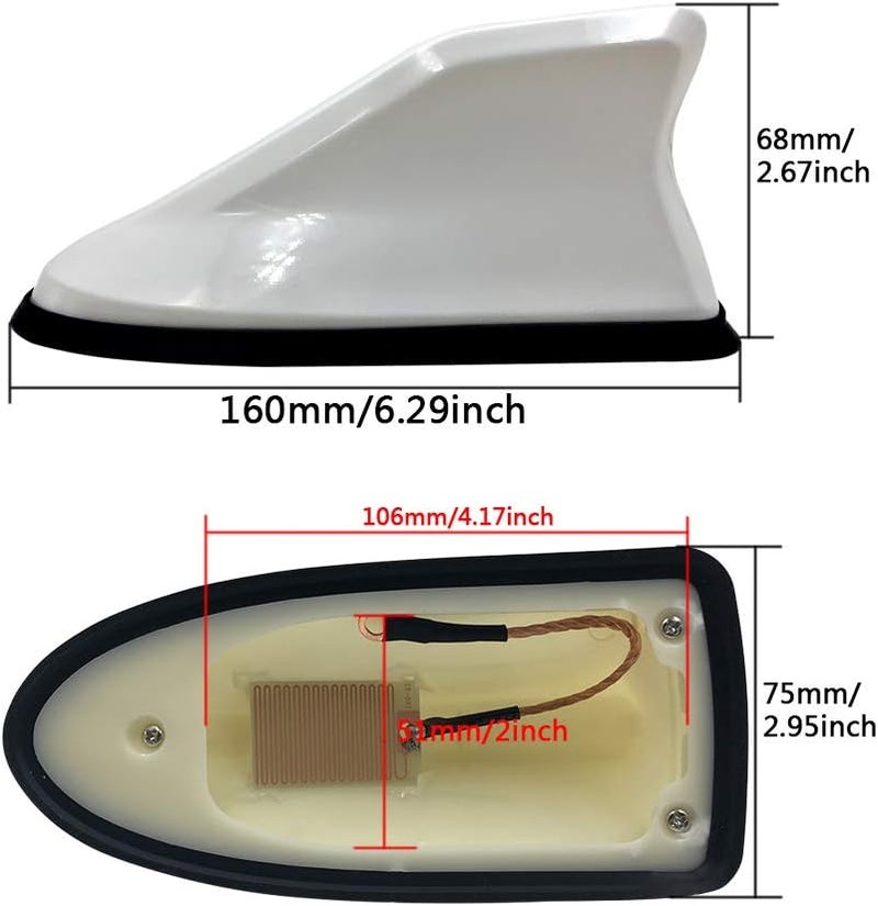 idain Universal Car Roof Mounted Shark Fin Antenna - White - Image 2