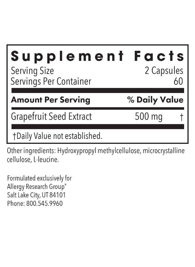Allergy Research Group - ParaMicrocidin 125 Supplement - Grapefruit Seed Extract 250mg, Supports Metabolic Function, Vegetarian Capsules - 150 Count - Image 1
