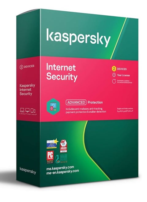 Kaspersky Internet Security, Antivirus Software Licence for 2 devices 365 Days