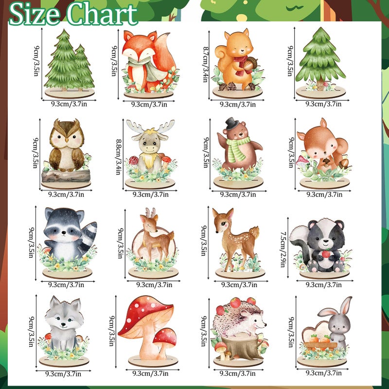 Guiqulai 16 Pcs Woodland Animals Wood Table Centerpieces, Woodland Baby Shower Decorations Animals Cutout Shapes Woodland Birthday Decorations for Baby Shower Birthday Supplies - Image 2