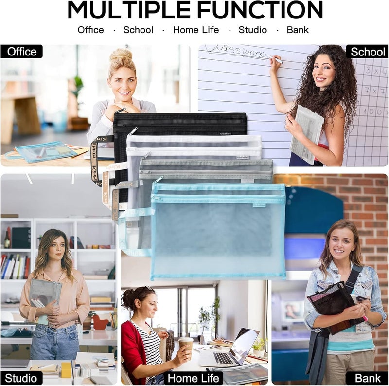 ECHSRT Expanding File Folder with 13 Pockets, Handle, Button Closure, A4/Letter Size Documents, File Organizer, Multi Leaf Folder Labels School, Home & Office (A4 Double Layer Document Bag (2)) - Image 4