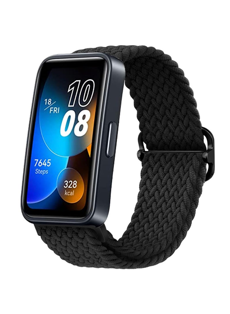 Strap for Huawei Band 10/9/8 Hand-woven Adjustable Strap,Compatible for Huawei Band 10/9/8 Replacement Nylon Wristband Strap,Black - Image 1