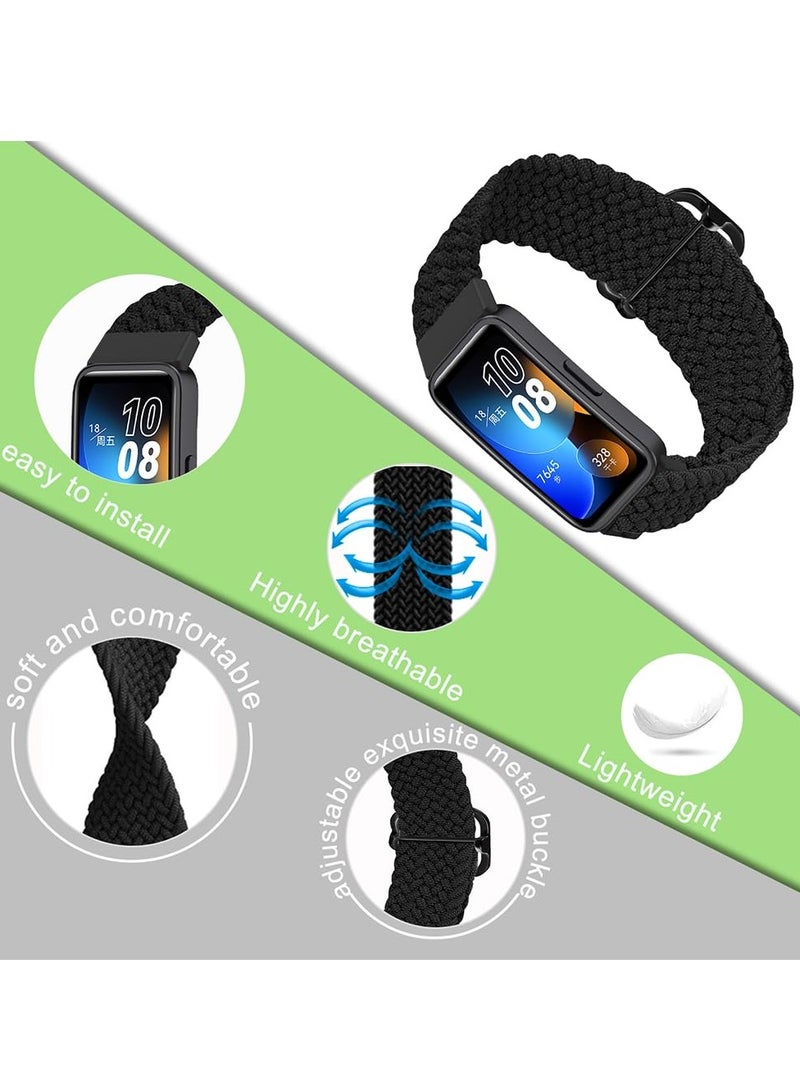 Strap for Huawei Band 10/9/8 Hand-woven Adjustable Strap,Compatible for Huawei Band 10/9/8 Replacement Nylon Wristband Strap,Black - Image 2