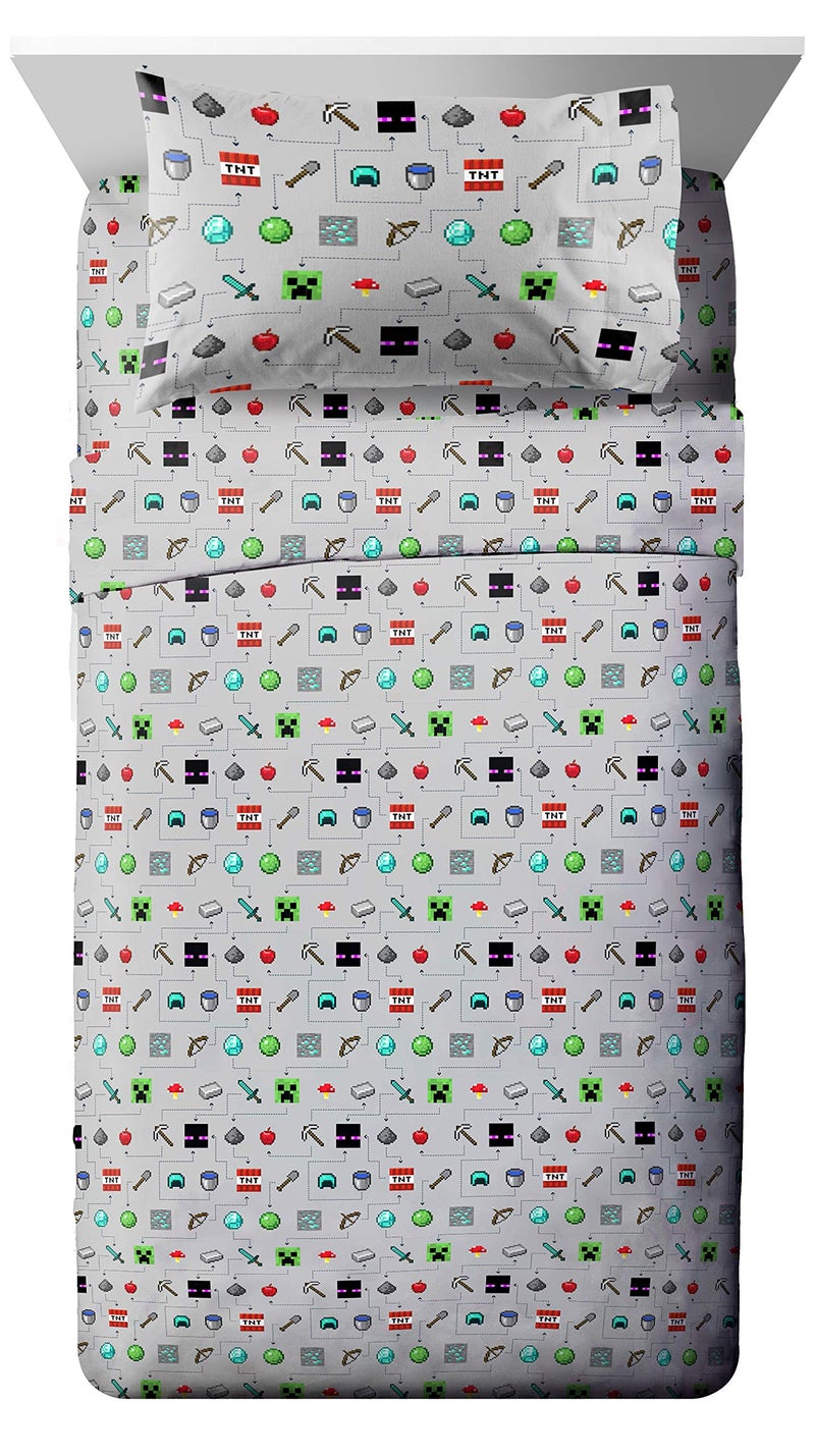 Jay Franco Minecraft Monster Hunters 4 Piece Twin Bed Set - Includes Reversible Comforter & Sheet Set - Bedding Features Creeper - Super Soft Fade Resistant Microfiber (Official Minecraft Product) - Image 4