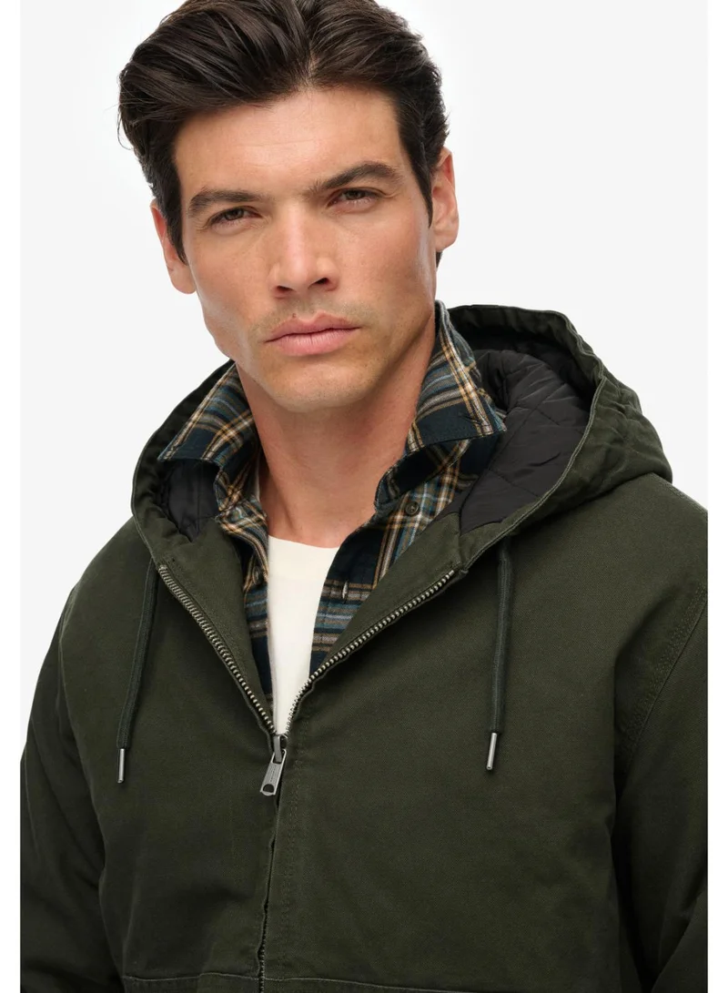 سوبر دراي جاكيت بغطاء رأس من قماش الكانفاس