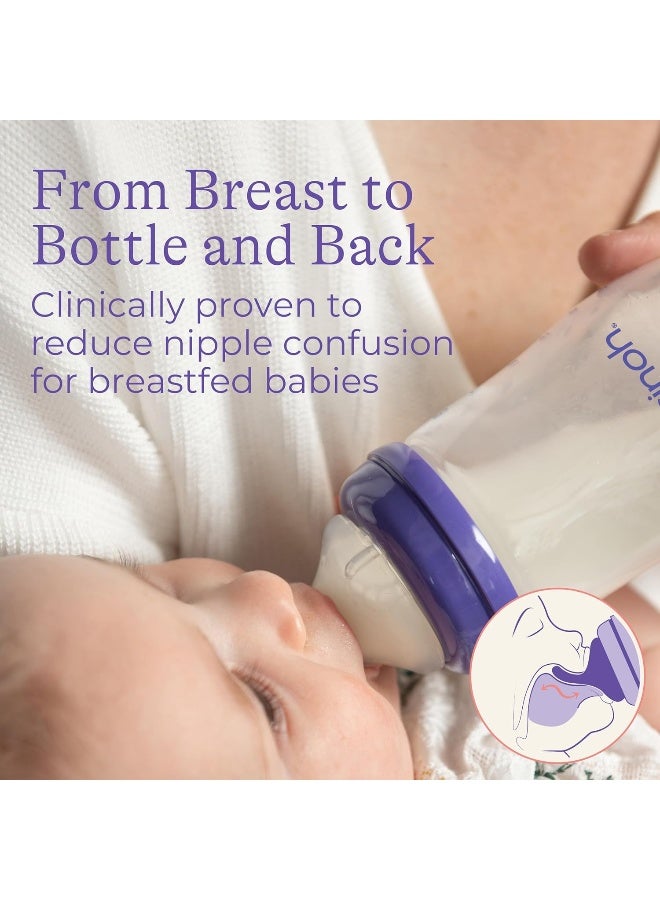 Lansinoh Anti-Colic Baby Bottles for Breastfeeding Babies, 8 Ounces, 3 Count, Includes 3 Medium Flow Nipples, Size M - Image 4