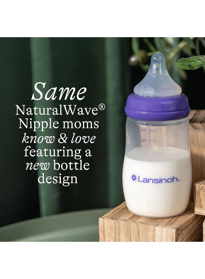 Lansinoh Anti-Colic Baby Bottles for Breastfeeding Babies, 8 Ounces, 3 Count, Includes 3 Medium Flow Nipples, Size M - Image 3