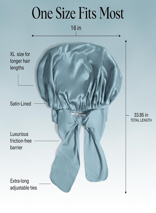 Kitsch قبعة ساتان كيتش XL للنوم - أنعم من حرير قبعة شعر للنساء - ملائمة آمنة، غطاء ليلي قابل للتعديل للشعر المجعد والمجعد - يمنع التكسر، التشابك والت thinning - أزرق ضبابي - Image 3