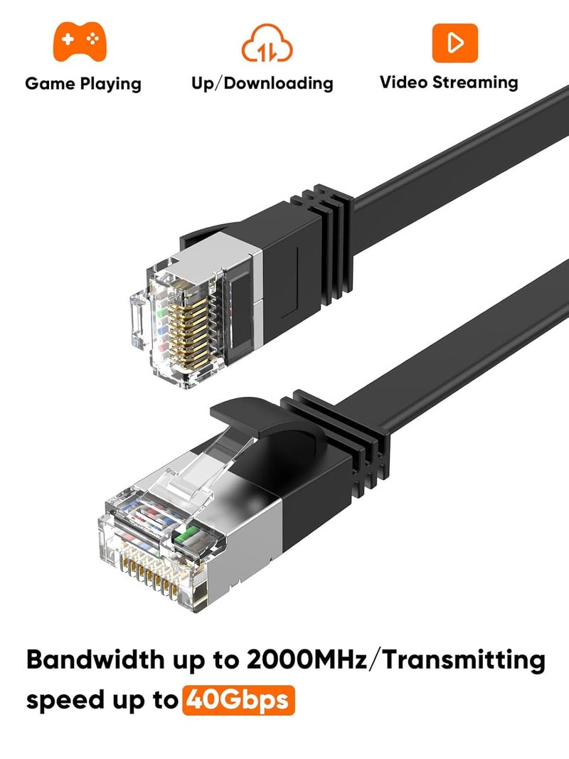 CableCreation Flat Cat8 Ethernet Cable 5FT, 40Gbps 2000Mhz High Speed Slim Internet LAN Cable Cord Gigabit RJ45 Router Cable Compatible for Computer Laptop PS5 PS4, Switch Box PC, TV Box, 1.5m, Black - Image 3