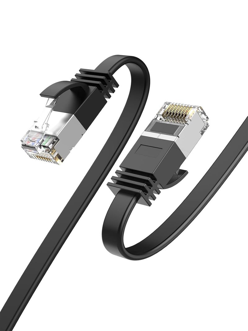 CableCreation Flat Cat8 Ethernet Cable 5FT, 40Gbps 2000Mhz High Speed Slim Internet LAN Cable Cord Gigabit RJ45 Router Cable Compatible for Computer Laptop PS5 PS4, Switch Box PC, TV Box, 1.5m, Black - Image 1