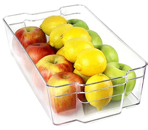 Greenco Stackable Refrigerator and Freezer Wide Storage Bin With Handles, 14.8" x 8.3"x 3.75", Clear - Image 5