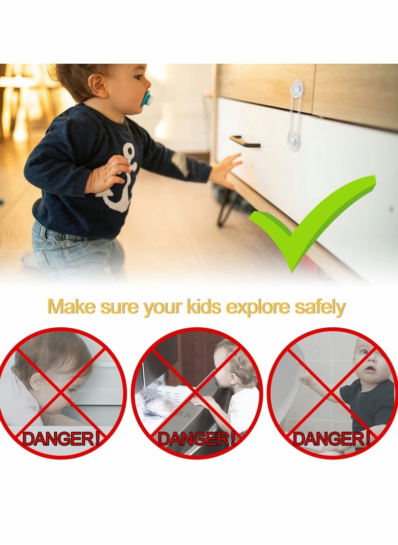 Excefore Child Safety Locks, 8 Pcs Transparent Baby Child Safety Cupboard Door Lock - Image 5