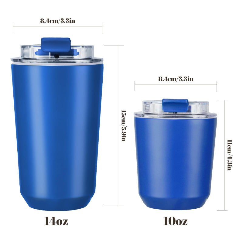 Puraville 2 Pack Insulated Tumblers with Lid  10 oz Travel Coffee Mug Stainless Steel Vacuum Thermos Cup Leak Proof Double Walled Coffee Tumbler for Iced and Hot Drinks Klein Blue and Red - Image 2