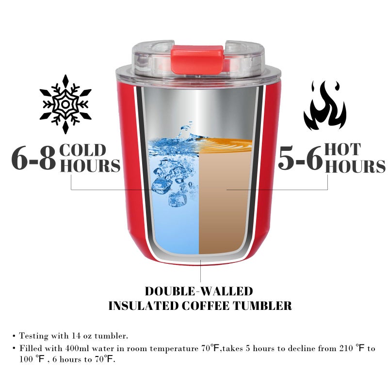 Puraville 2 Pack Insulated Tumblers with Lid  10 oz Travel Coffee Mug Stainless Steel Vacuum Thermos Cup Leak Proof Double Walled Coffee Tumbler for Iced and Hot Drinks Klein Blue and Red - Image 3