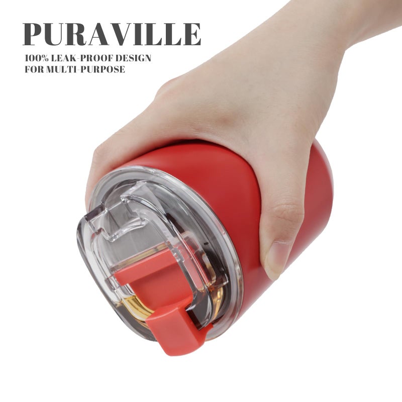 Puraville 2 Pack Insulated Tumblers with Lid  10 oz Travel Coffee Mug Stainless Steel Vacuum Thermos Cup Leak Proof Double Walled Coffee Tumbler for Iced and Hot Drinks Klein Blue and Red - Image 5