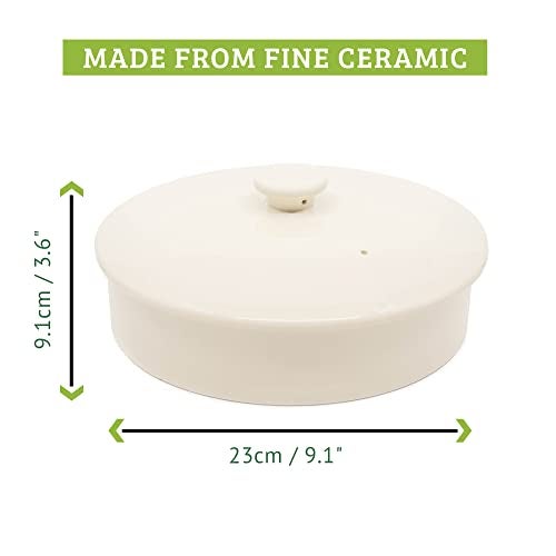 Chef Tacos Ceramic Tortilla Warmer, Microwavable, Tortilla Holder Container, Pancake Keeper, Best for Storage Tortilleros, with Lid (8-inch, Cream) - Image 2