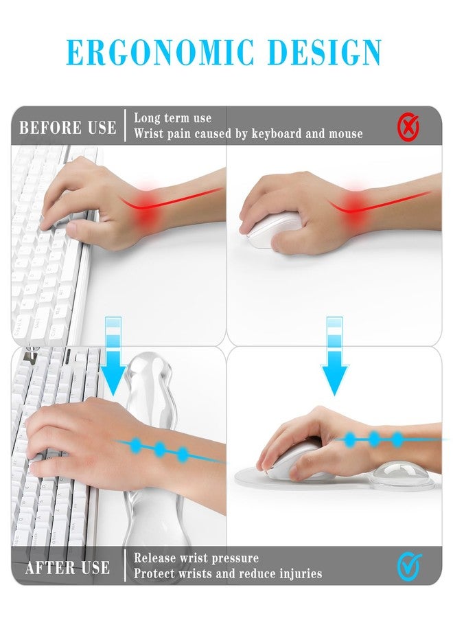 KEPUTAIER Gel Keyboard & Mouse Wrist Rest Set, Ergonomic Keyboard and Mouse Pad with Wrist Support Typing Pain Relief，Suitable for Office/Computer/Laptop/Gaming（White Set ） - Image 2