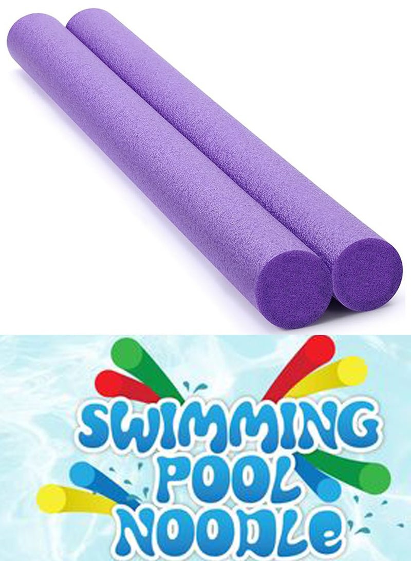 QUTOOB Pack of 2 Swimming Pool Noodles Floats, Perfect for Swimming Lessons, Learning, and Swim Fun - Swim Noodles Of Purple Color, 150cm Long, Solid EVA Foam, Bendable and Flexible, High Floating Power - Image 1
