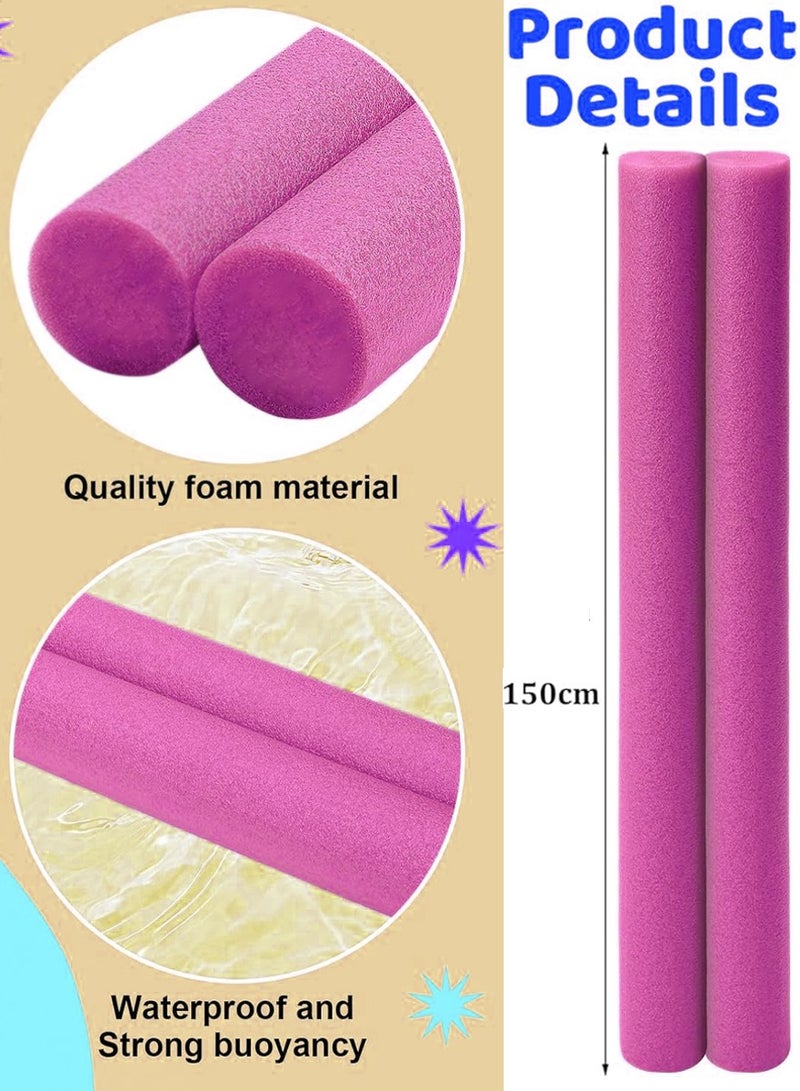 QUTOOB Pack of 2 Swimming Pool Noodles Floats, Perfect for Swimming Lessons, Learning, and Swim Fun - Swim Noodles Of Purple Color, 150cm Long, Solid EVA Foam, Bendable and Flexible, High Floating Power - Image 4
