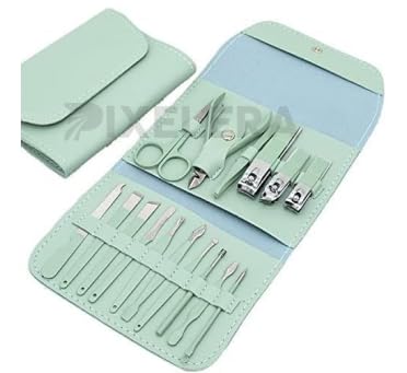 PIXELERA 16 IN 1 Manicure Set Stainless Steel Professional Manicure Set Nail Cutter For Women Nail Scissors Luxury Grooming Kit Manicure Pedicure Kit For Women Nail Acne Remover needle - Image 2