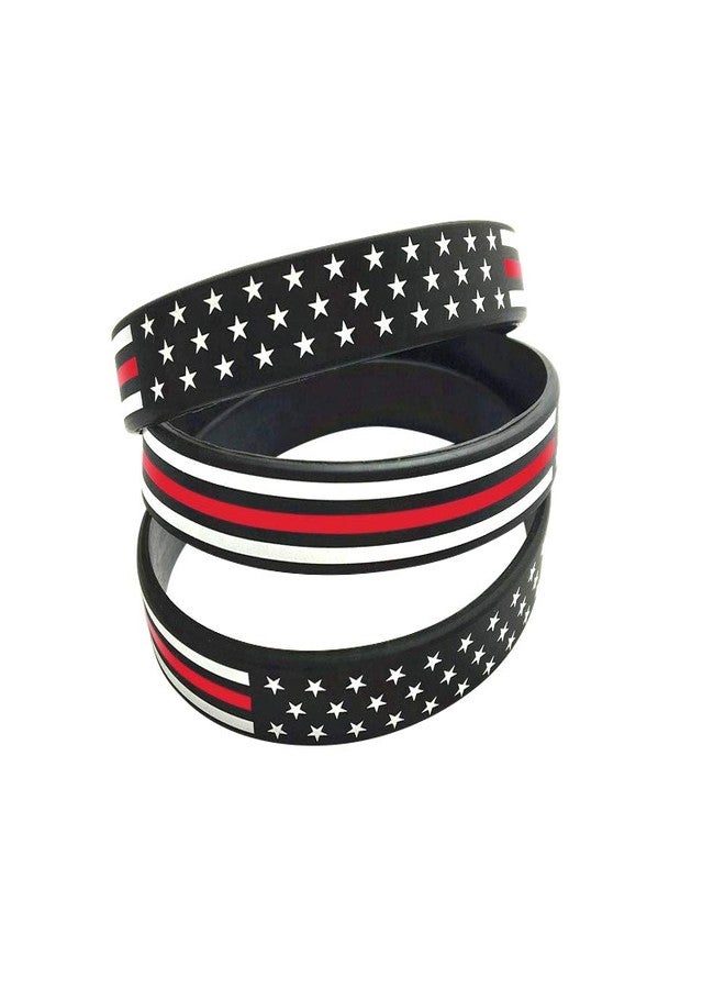Great 1 Thin Red Line American Flag Silicone Stretchable Bracelet 4-Pack - Fireman Firefighter - Image 4
