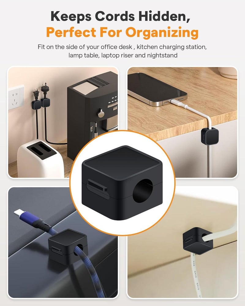 Afrodite Magnetic Cable Clips, Cord Organizer Holder, for Desk Cable Management, Adhesive Wire Keeper for Desk in Bedroom Living Room Kichen Office and for Car (Black-3 pcs) - Image 3