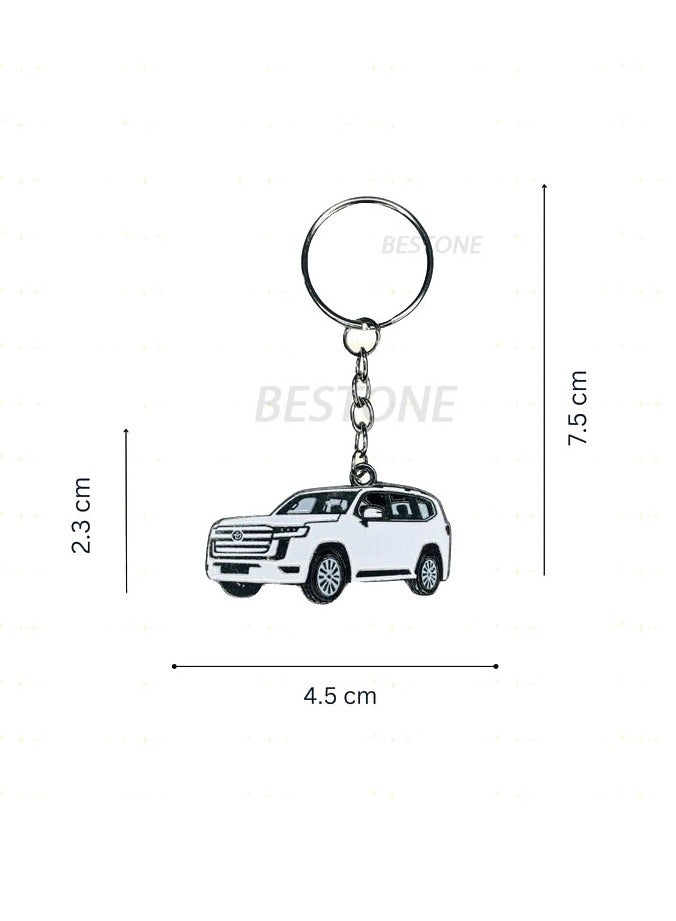 Toyota Land Cruiser Car Logo Double Side Designed Keychain White - Image 2