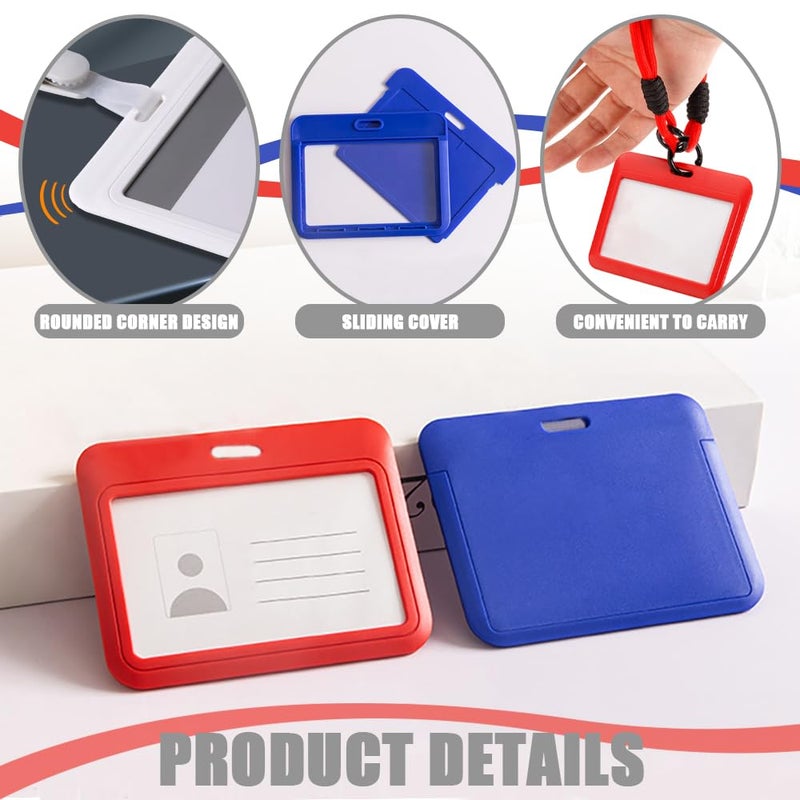 TRKETK 8 Pieces Plastic Badge Holders, Vertical Sliding Rigid Plastic Badge Holders with Transparent Window for Office, School, Credit Cards, Proximity Keys - Image 3