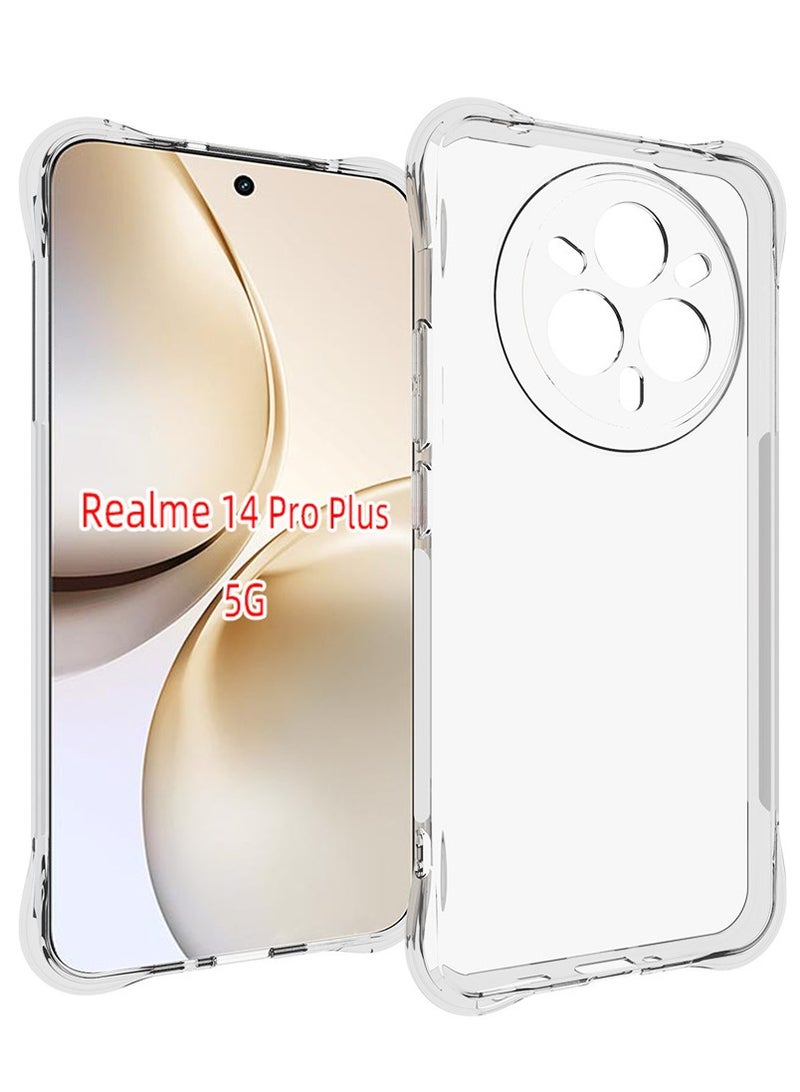 Case for realme 14 Pro+ 5G Clear TPU Four Corners Military-Grade Protection Cover Transparent Soft