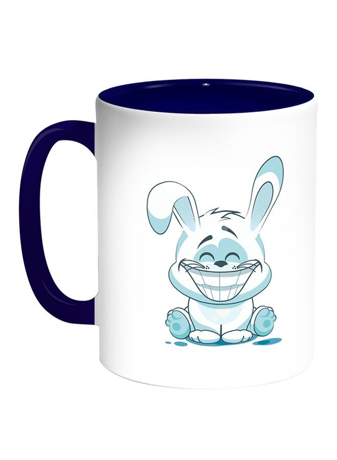 RKN Rabbit Printed Coffee Mug White Blue 11 ounce - Image 2