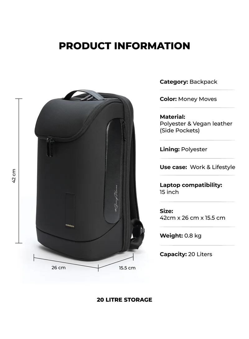 موكوبارا للتجارة ذ.م.م حقيبة ظهر ترانزيت متوسطة  سم بسعة  لتر متعددة الاستخدامات للجنسين من النايلون المقاوم للماء مع جيب للأمتعة تتسع حتى لابتوب  بوصة كريبتو