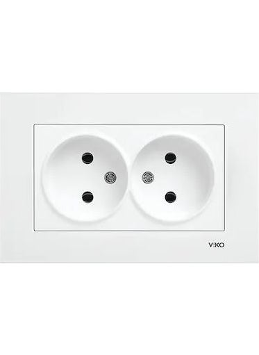Viko - Vikko Karre Double Earth Socket (Frame Included)-White - Image 1
