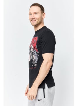 Reebok Men Sportswear Fit Short Sleeve Outdoor T-Shirts, Black  - Image 2
