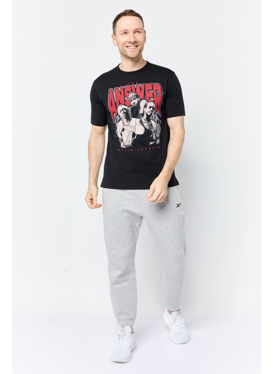 Reebok Men Sportswear Fit Short Sleeve Outdoor T-Shirts, Black  - Image 3