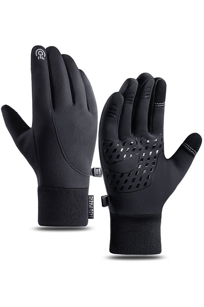 VIUAUAX قفازات شتوية، قفازات شتوية دافئة تعمل باللمس للرياضات الخارجية، مقاومة للماء والرياح والبرد، للرجال والنساء، قفازات عمل، قفازات قيادة، قفازات ركوب الدراجات، قفازات مشي، قفازات شاشة لمس، قفازات دافئة للطقس البارد، مناسبة لركوب الدراجات وصيد الأسماك والجري، بأصابع قابلة للطي. - Image 5