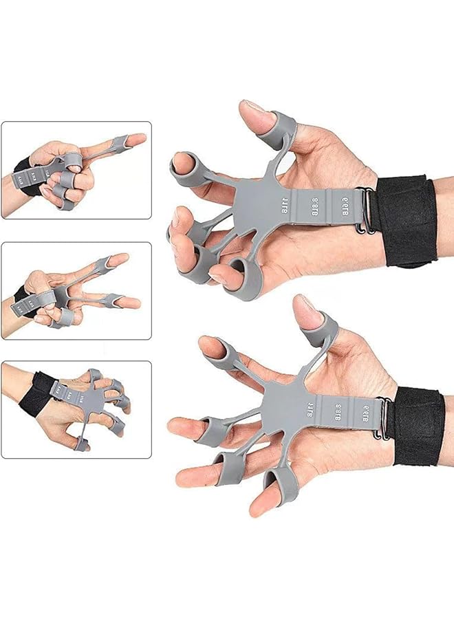 ECVV Hand Grip Strengthener 2PCS Grip Strength Trainer for Hand Therapy Rock Climbing Adjustable Finger Exerciser and Finger Stretcher Black & Gray - Image 2