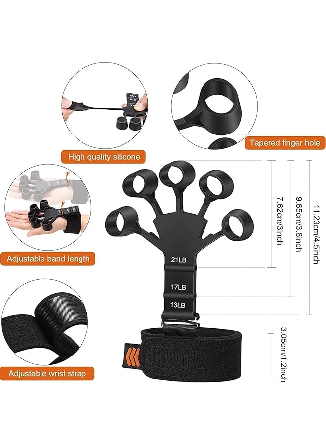 ECVV Hand Grip Strengthener 2PCS Grip Strength Trainer for Hand Therapy Rock Climbing Adjustable Finger Exerciser and Finger Stretcher Black & Gray - Image 5