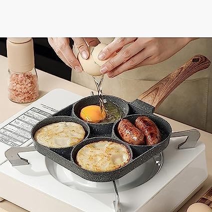 KPS Egg Frying Pan | Nonstick Pancake Pan | 4 Cup Cookware Omelette Pan | Aluminium Fried Egg Cooker with Handle | Kitchen Tool & Accessories (Pack of 1,Multicolor) - Image 2