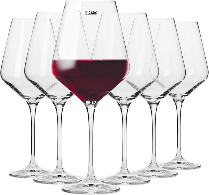 BINZO Glass Wine Glasses for Red Wines White Wines Set of 6 430 ml Dishwasher Safe Perfect for Serving Wines Pack of 6 - Image 1