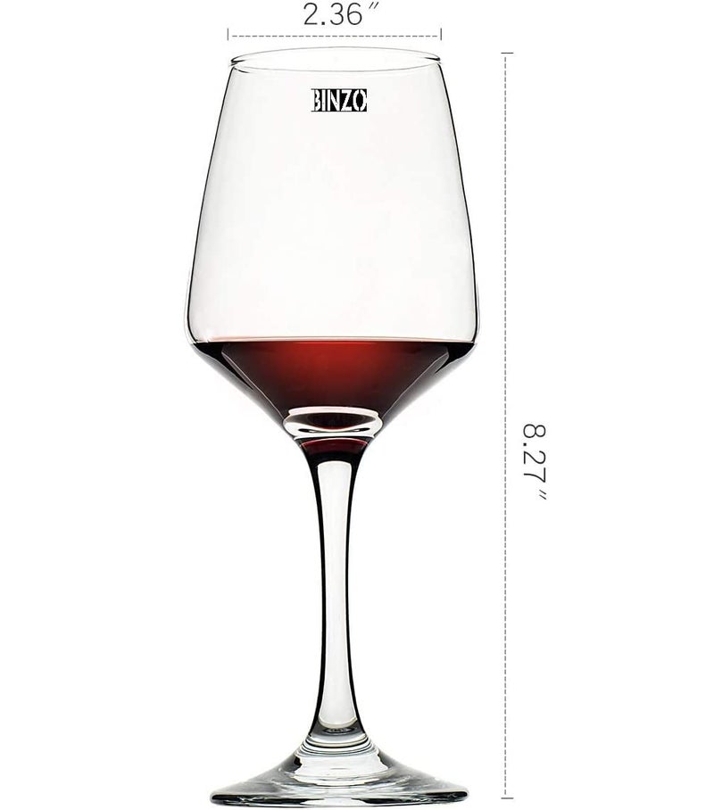 BINZO Glass Wine Glasses for Red Wines White Wines Set of 6 430 ml Dishwasher Safe Perfect for Serving Wines Pack of 6 - Image 2