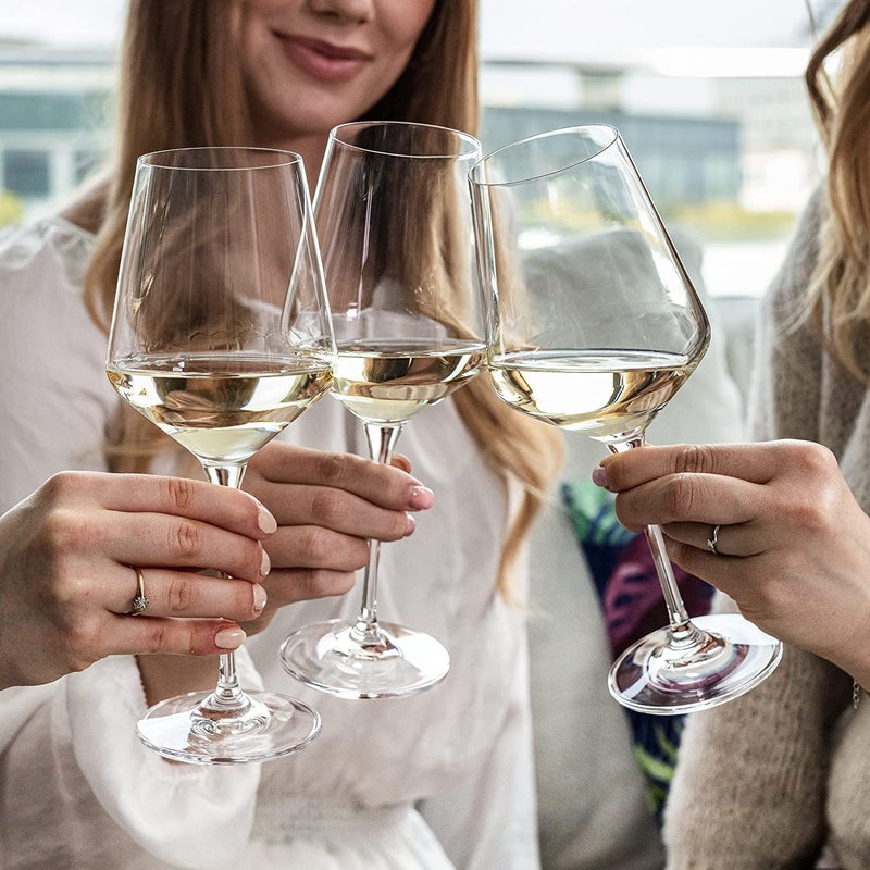 BINZO Glass Wine Glasses for Red Wines White Wines Set of 6 430 ml Dishwasher Safe Perfect for Serving Wines Pack of 6 - Image 4