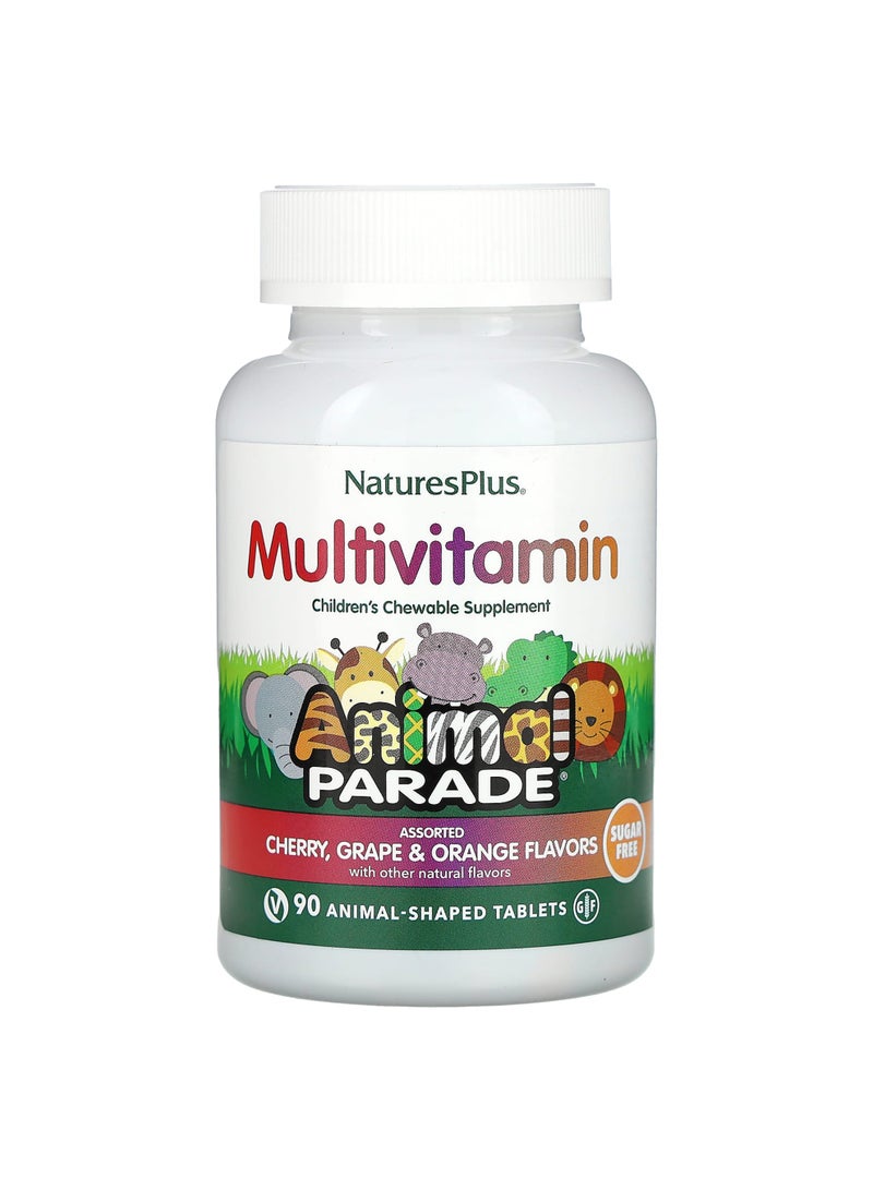NaturesPlus Animal Parade, Multivitamin, Children's Chewable Supplement, Cherry, Grape & Orange, 90 Animal-Shaped Tablets