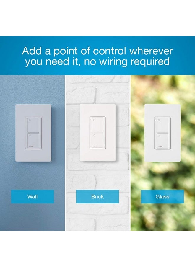 LUTRON Lutron Pico Remote for Caseta Smart Switch, 2-Button Control , On/Off Control, For Table Top or Wallmount Use, PJ2-2B-GWH-L01, White  - Image 1