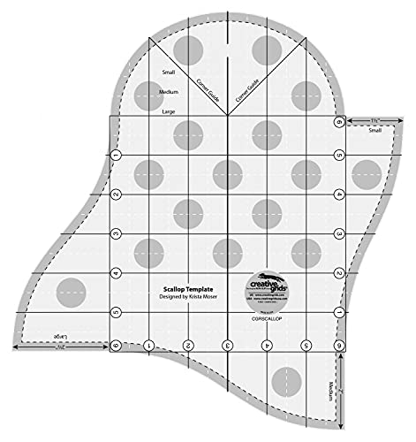 Creative Grids Scallop Template and Quilt Ruler  CGRSCALLOP  Made in USA 10in x 1034in NonSlip Grip Acrylic Quilting Sewing Crafting Patchwork Ruler  Template