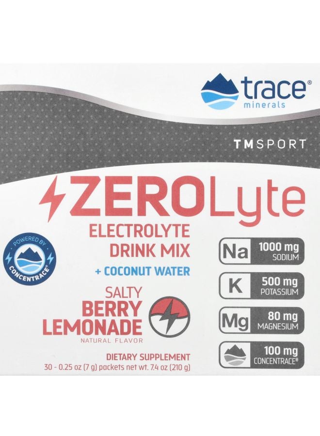 Trace Minerals TM Sport ZeroLyte Electrolyte Drink Mix Salty Berry Lemonade 30 Packets 0.25 oz (7 g) Each