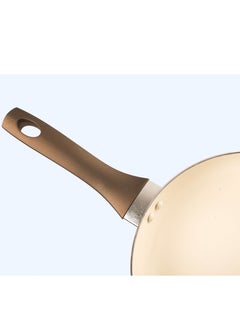Sweet Home Sweet Home Ceramic Frying Pan- 24 CM, Brown/Cream, Heat-resistant Handle, and Easy to Clean.  - Image 2