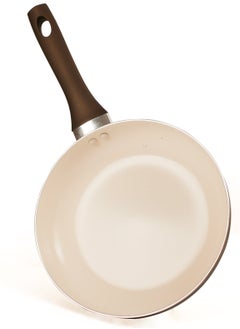 Sweet Home Sweet Home Ceramic Frying Pan- 24 CM, Brown/Cream, Heat-resistant Handle, and Easy to Clean.  - Image 1