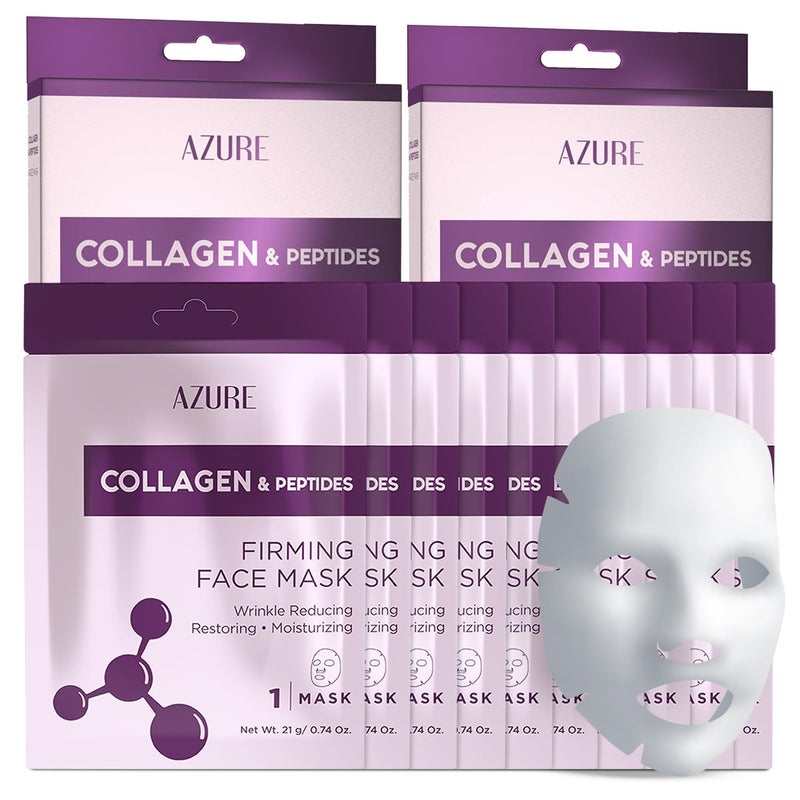 Azure Cosmetics Collagen & Peptides Lifting Facial Sheet - Restoring, Smoothing & Moisturizing Face Mask - Helps Reduce Fine Lines & Wrinkles, Smooths & Repairs - Skin Care Made in Korea - Pack of 5 - Image 1