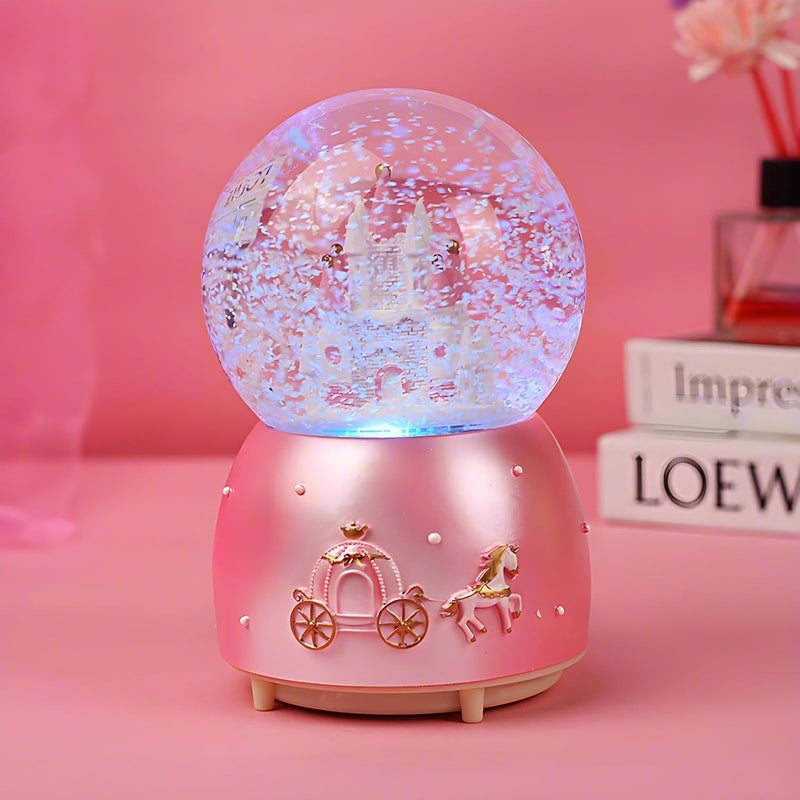 HAKSEIFA Snow Globes,Pink Castle Music Snowglobes with LED Lights,Automatic Snow Fall Effect,Home Decor for Kids Room Essentials Birthday Christmas Festival Gift for 5-16 Year Old Girls (Pink1) - Image 5