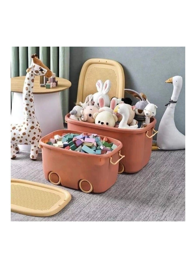 Toy Storage Box Car Shaped with Wheels, 25x40x25 cm - Multicolor - Image 1